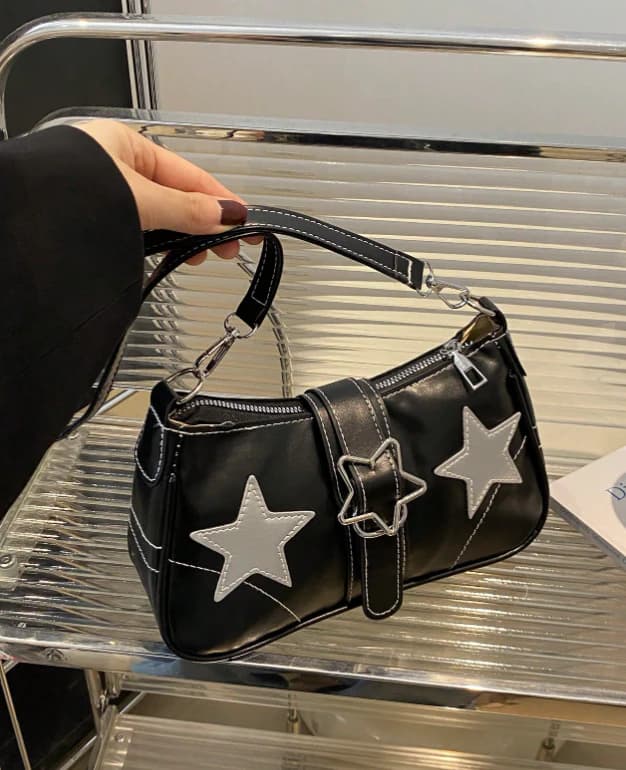 Bolso de hombro casual tipo bandolera para mujer con decoración de estrellas, hebilla y correa ajustable y desmontable - Imagen 1