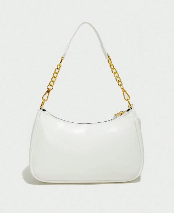 Bolso de hombro de moda presenta un patrón de letra clásico y una decoración con colgante de cereza de perla - Imagen 2