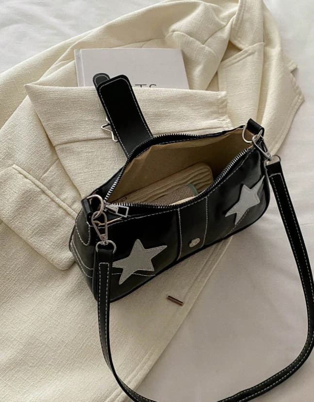 Bolso de hombro casual tipo bandolera para mujer con decoración de estrellas, hebilla y correa ajustable y desmontable - Imagen 2