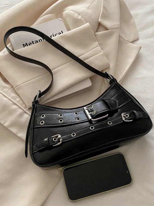 Bolso de hombro de mujer con decoración de remaches - Imagen 8