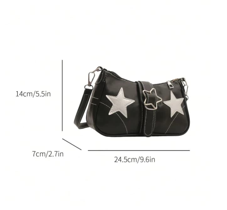 Bolso de hombro casual tipo bandolera para mujer con decoración de estrellas, hebilla y correa ajustable y desmontable - Imagen 5