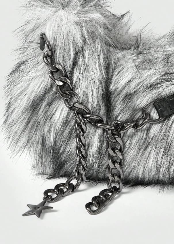 Bolsos de hombro de pelaje gris - Imagen 1