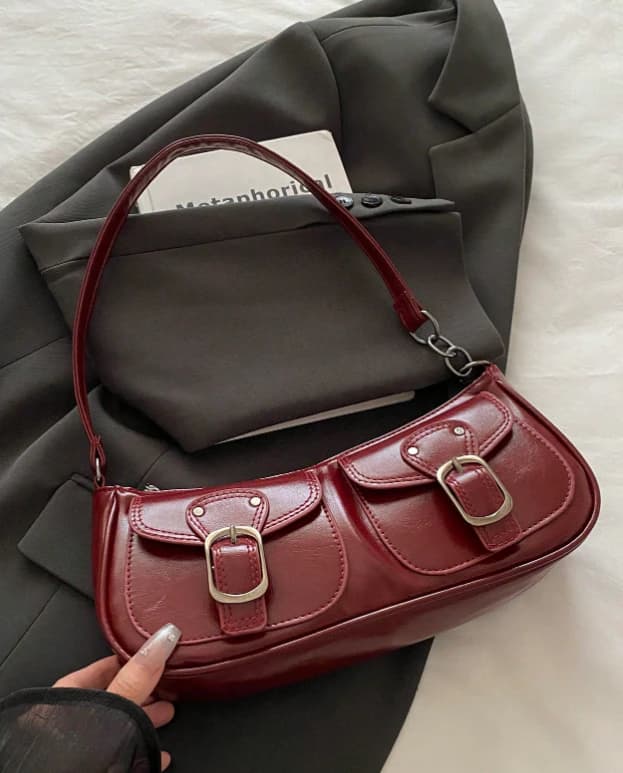 Bolso de mano de moda con decoración de bolsillo doble