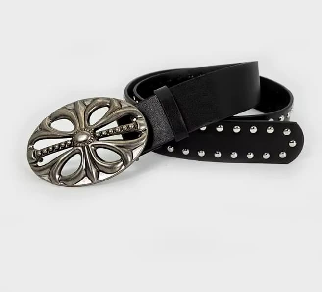 Correa Ancha para Hombre y Mujer con Remaches y Diseño de Corazones y Cruces Caladas - Imagen 7