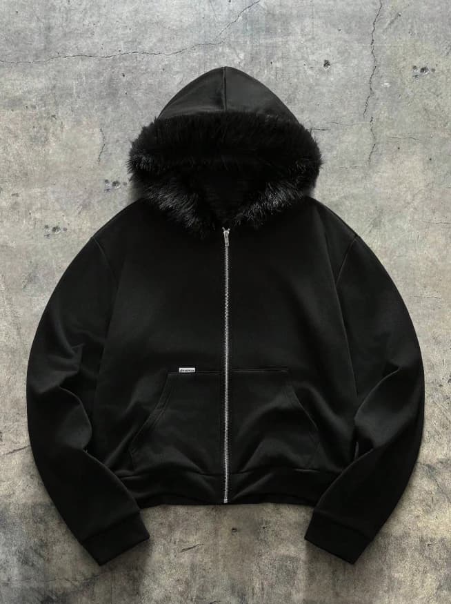 Sudadera con cuello sintético negro - Imagen 1