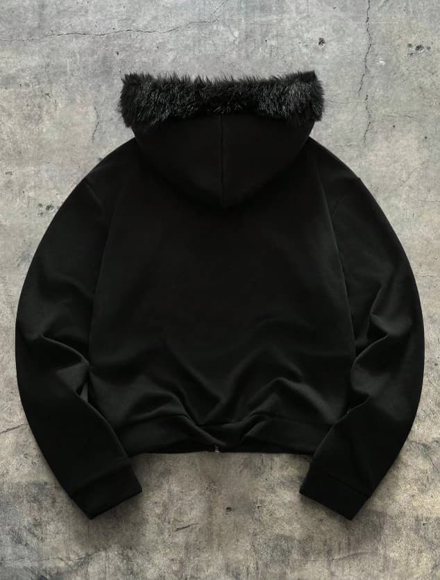 Sudadera con cuello sintético negro - Imagen 2