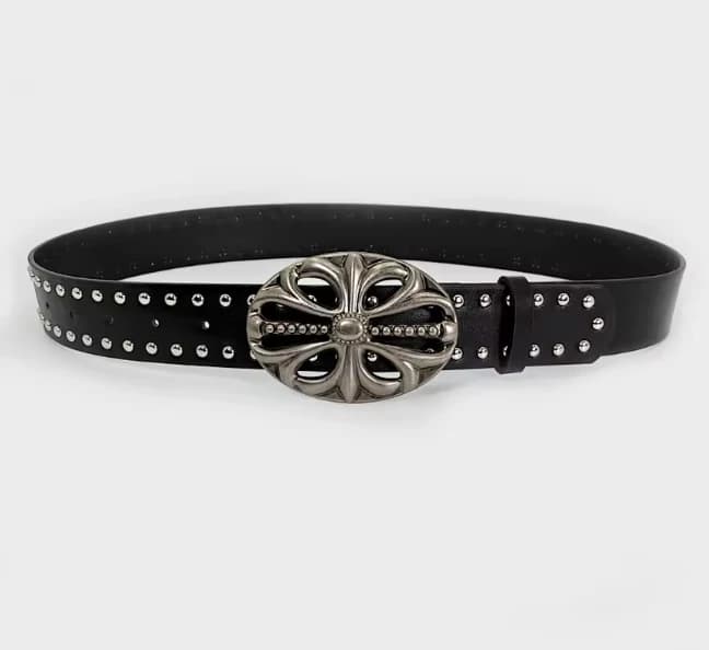 Correa Ancha para Hombre y Mujer con Remaches y Diseño de Corazones y Cruces Caladas - Imagen 1