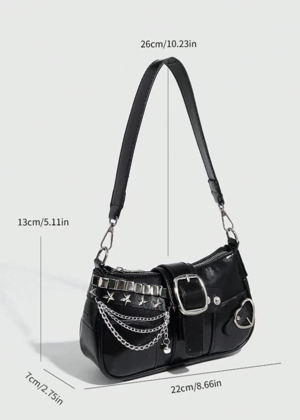 Bolso bandolera cruzado con diseño de estrellas y lunas plateadas - Imagen 2