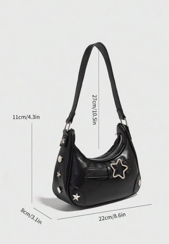 Bolso de hombro estilo hobo con correa para el hombro, estilo Y2K, con decoración de metal - Imagen 5