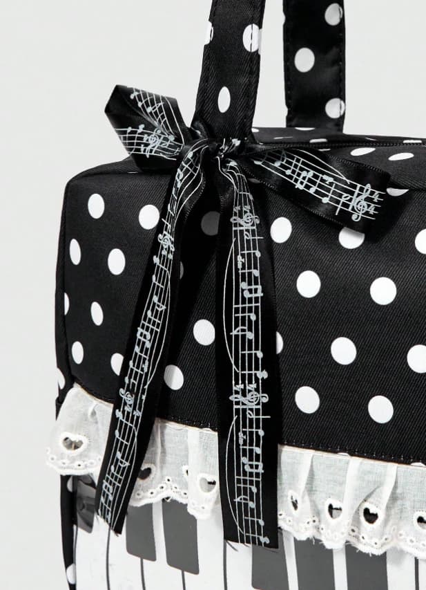 Bolso de mano con estampado de lunares, con notas musicales - Imagen 6