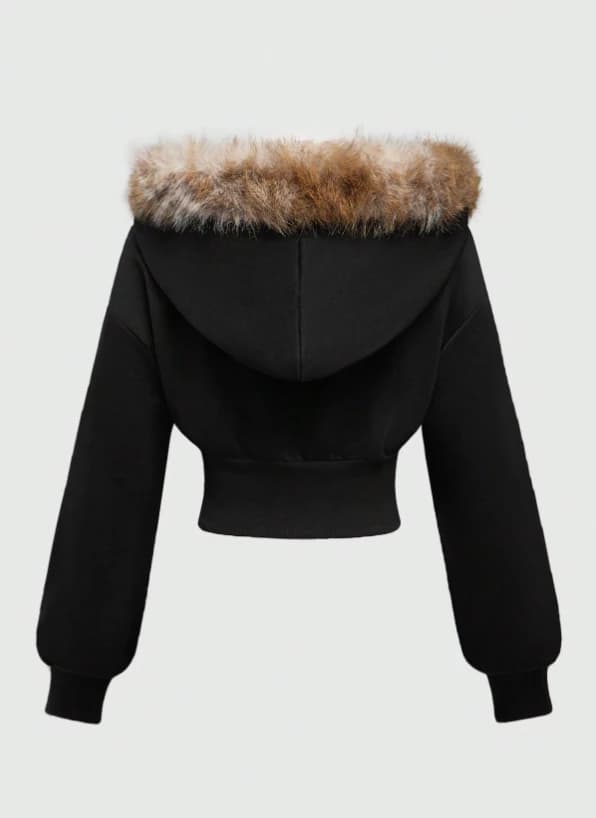 Sudadera con capucha de estampado de leopardo con cuello - Imagen 2