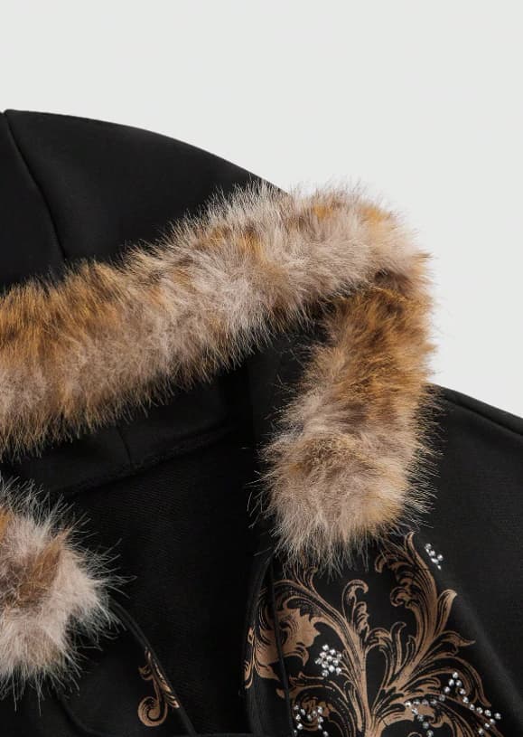 Sudadera con capucha de estampado de leopardo con cuello - Imagen 4