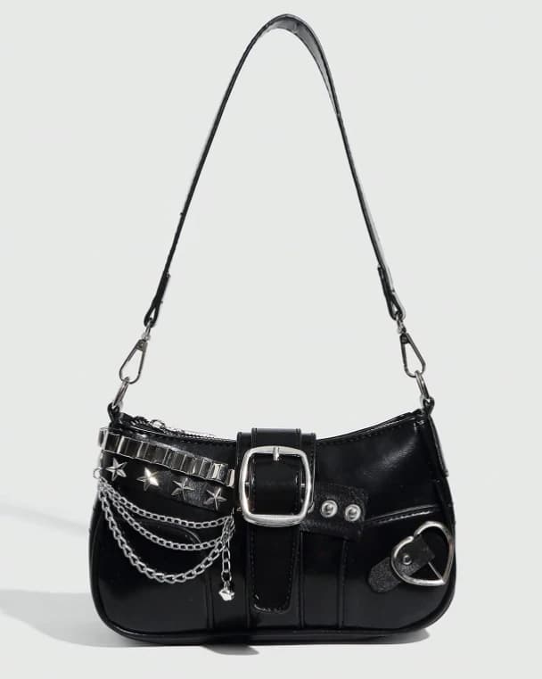 Bolso bandolera cruzado con diseño de estrellas y lunas plateadas - Imagen 1