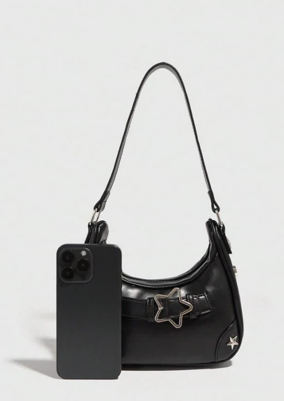 Bolso de hombro estilo hobo con correa para el hombro, estilo Y2K, con decoración de metal - Imagen 2
