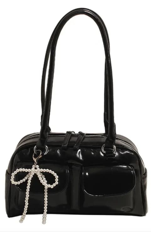 Cartera negro con lazo de hombro - Imagen 2