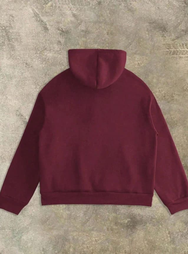 Sudadera con capucha y cremallera color burdeos - Imagen 3